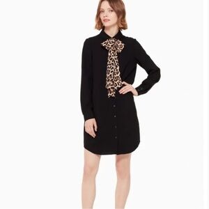 Kate Spade Long Sleeve Griffin Dress Leopard Tie Size 2